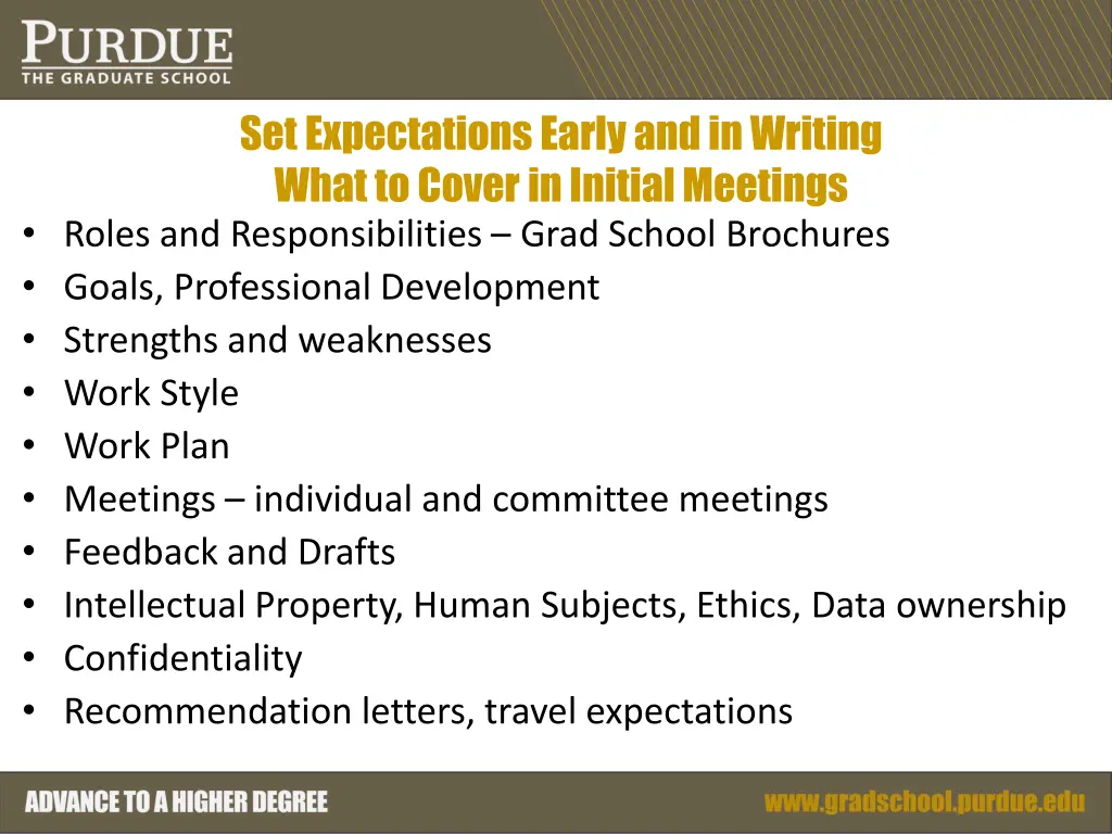 set expectations early and in writing what