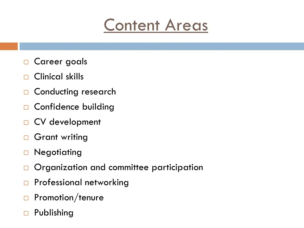 content areas