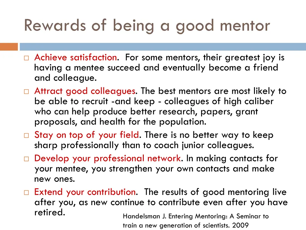 rewards of being a good mentor