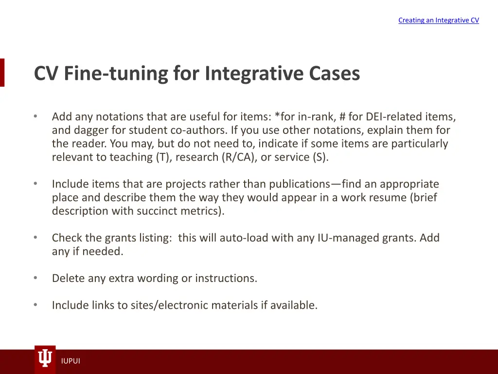 creating an integrative cv