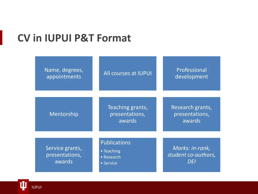 cv in iupui p t format
