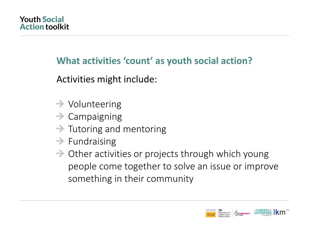 what activities count as youth social action 1