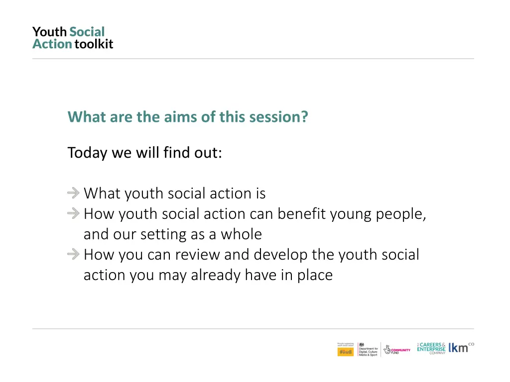 what are the aims of this session