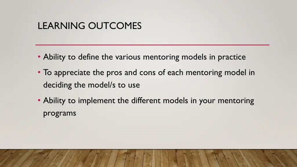 learning outcomes