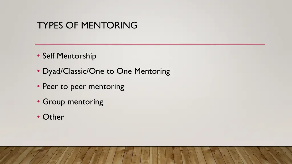 types of mentoring