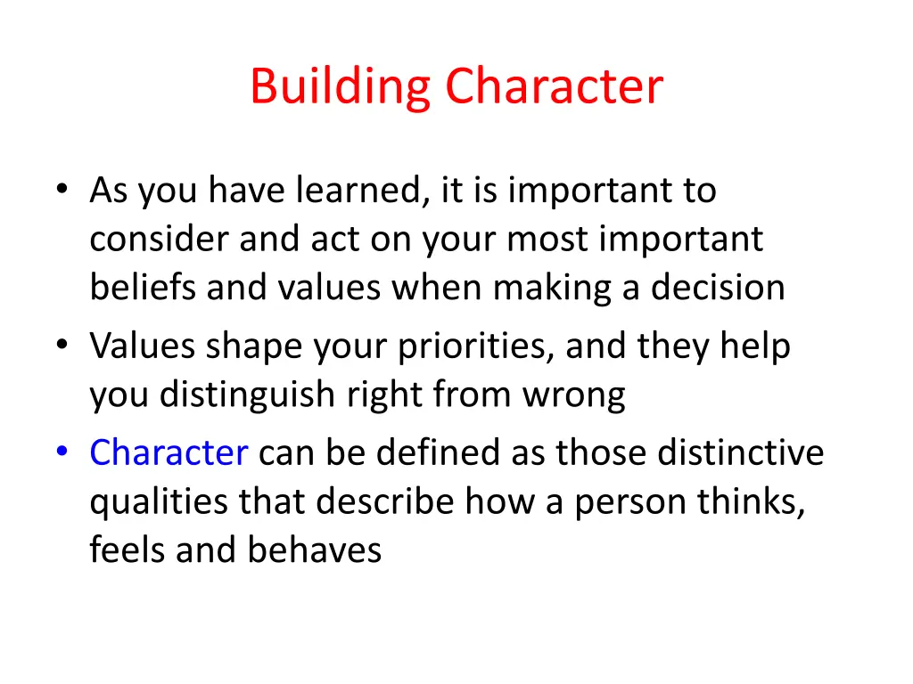 building character