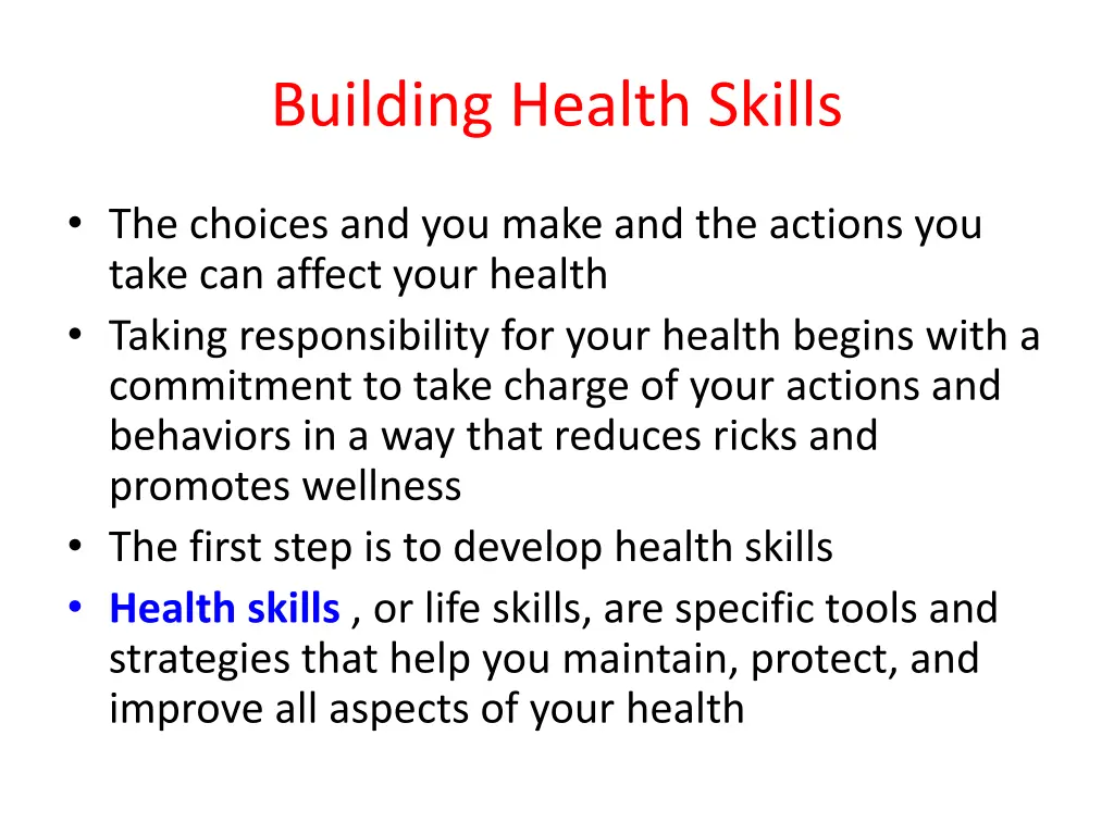 building health skills