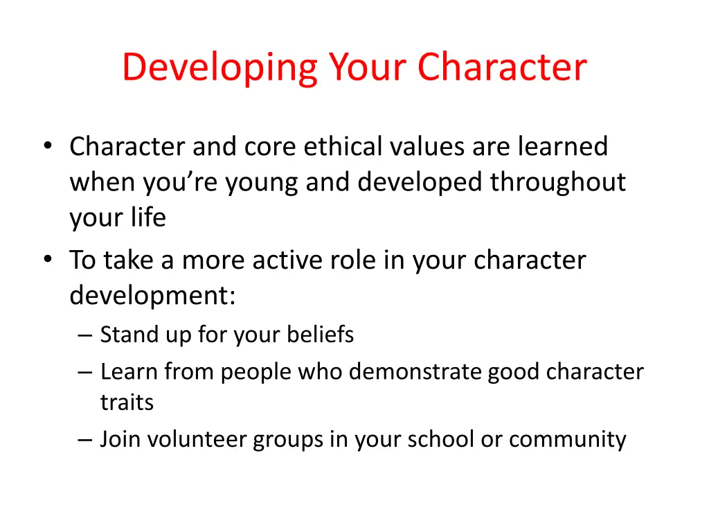 developing your character