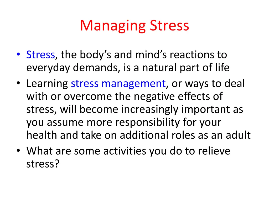 managing stress