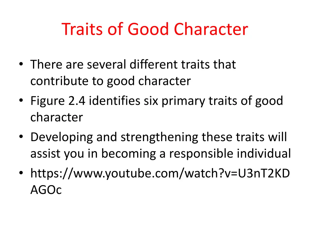 traits of good character