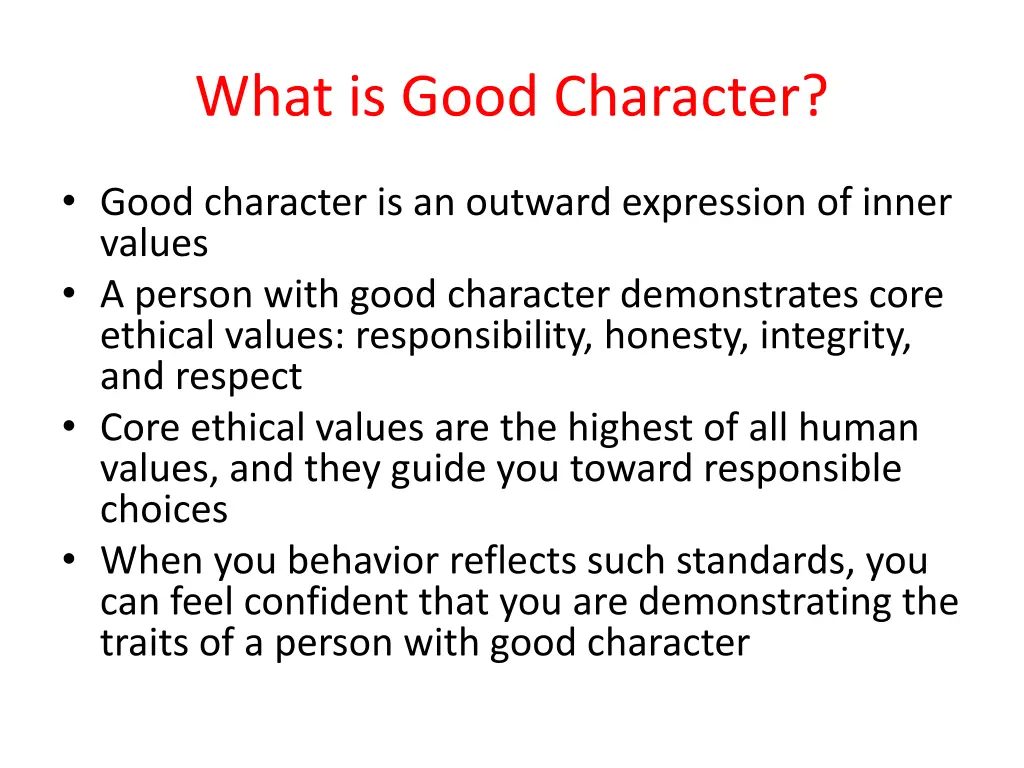 what is good character