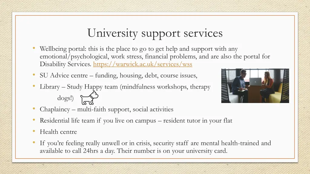 university support services wellbeing portal this