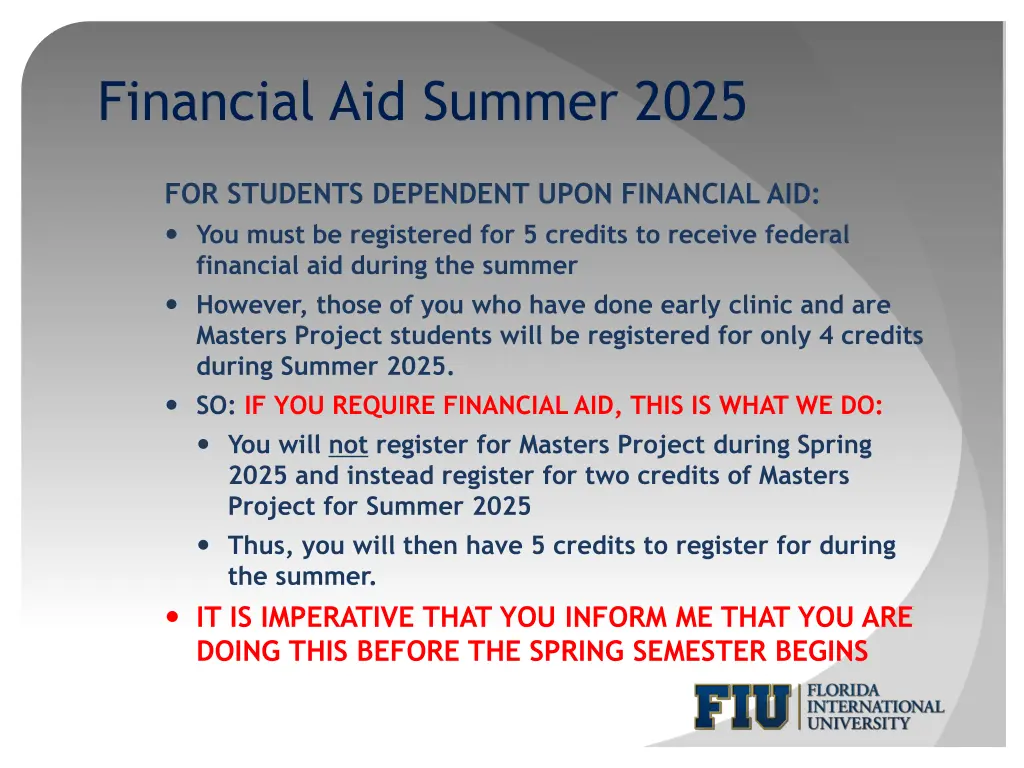 financial aid summer 2025