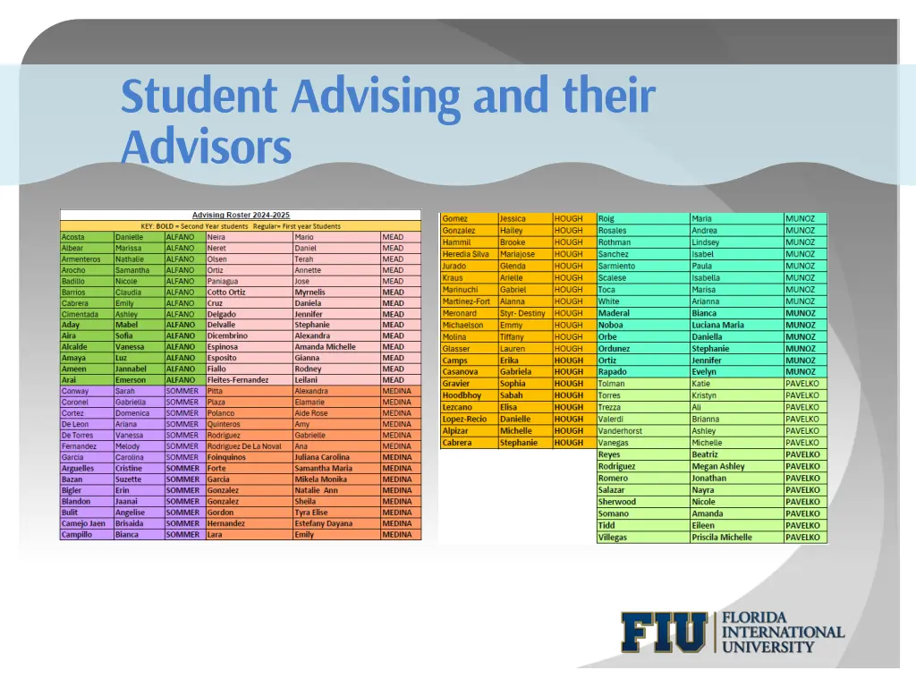 student advising and their advisors