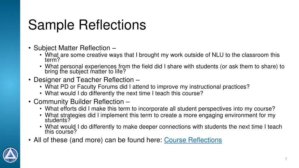 sample reflections
