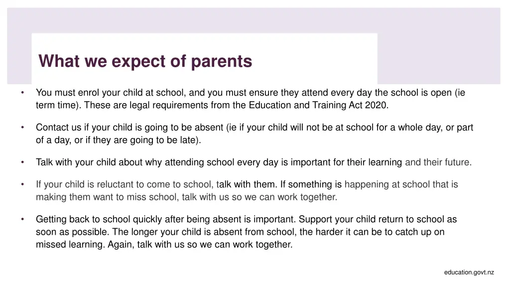what we expect of parents