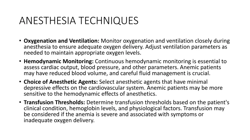 anesthesia techniques