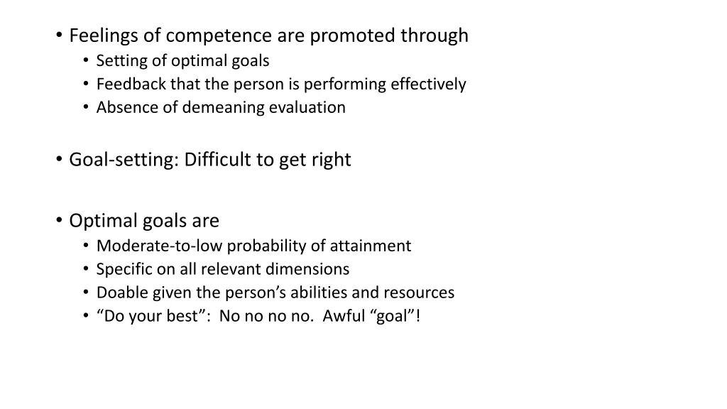 feelings of competence are promoted through
