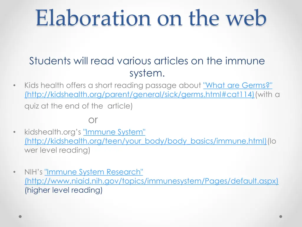 elaboration on the web