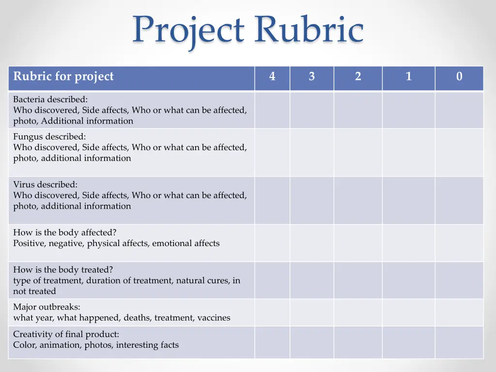 project rubric