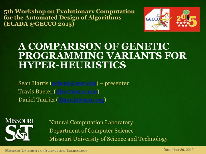 5th workshop on evolutionary computation