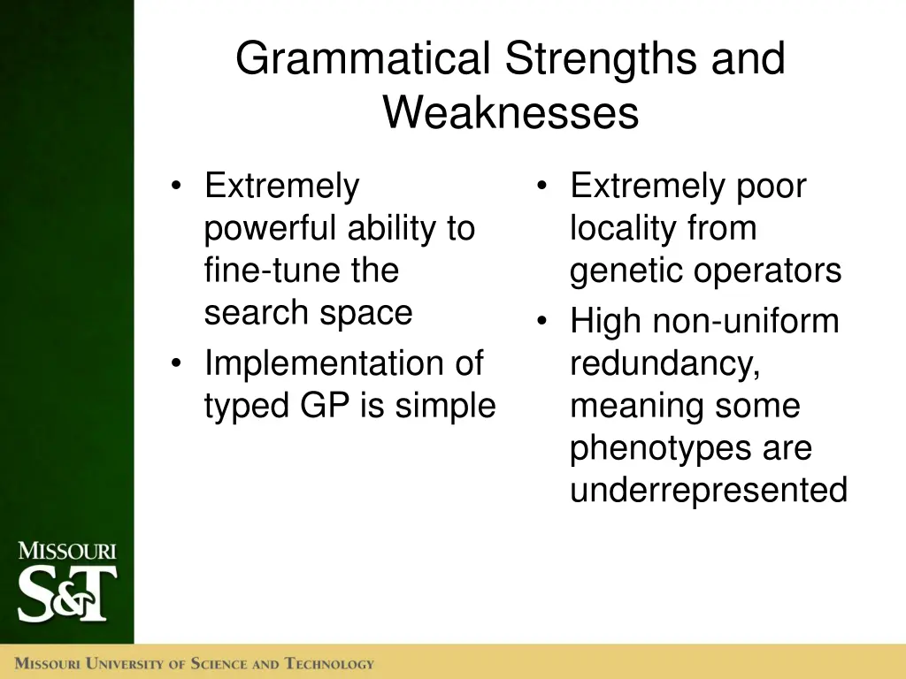 grammatical strengths and weaknesses