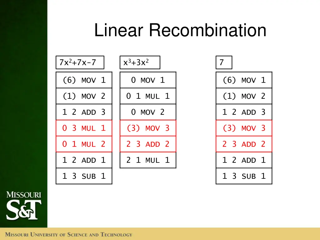 linear recombination