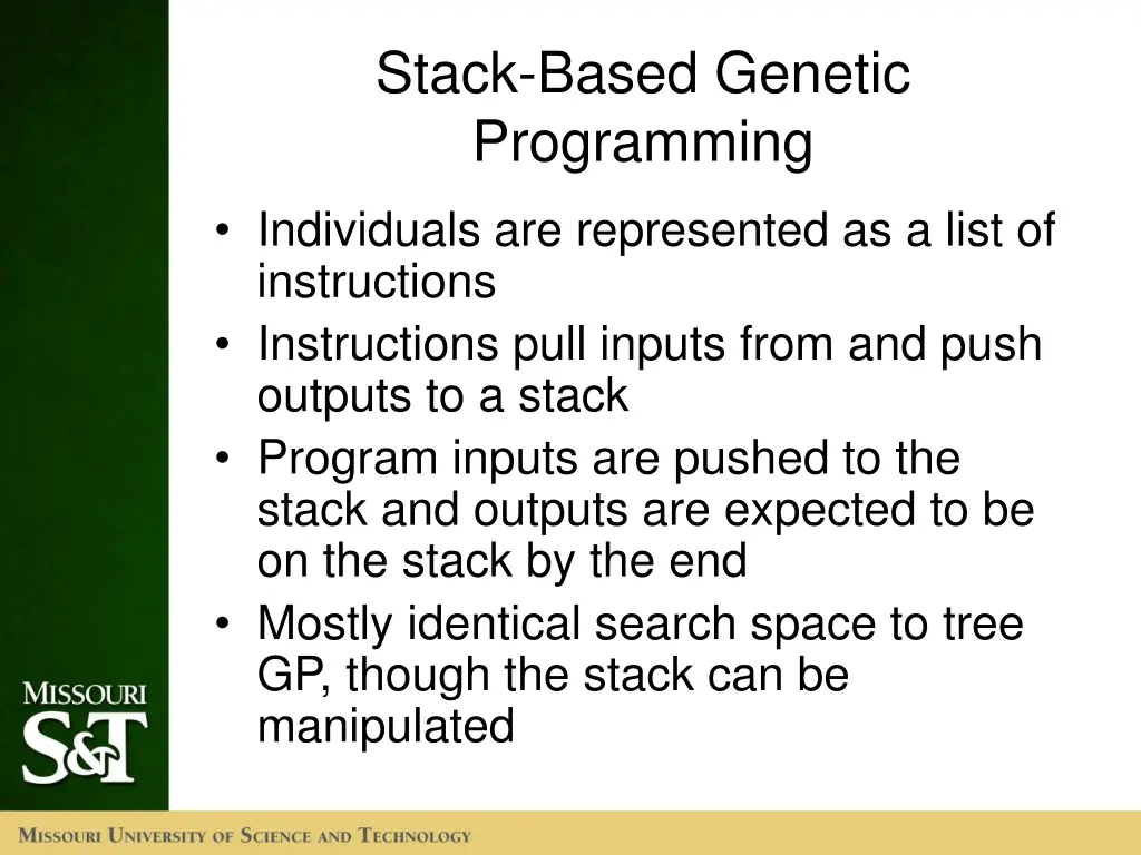 stack based genetic programming