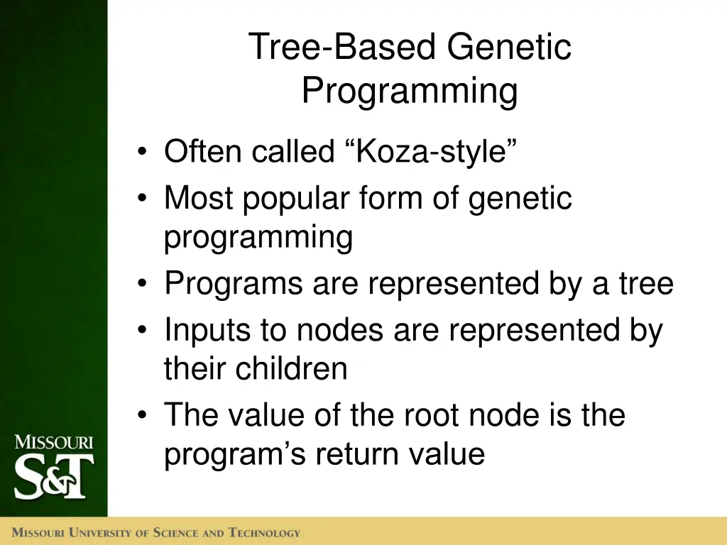 tree based genetic programming