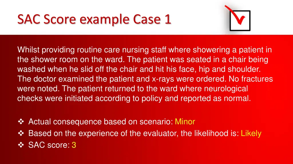 sac score example case 1