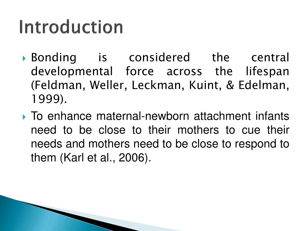bonding developmental feldman weller leckman