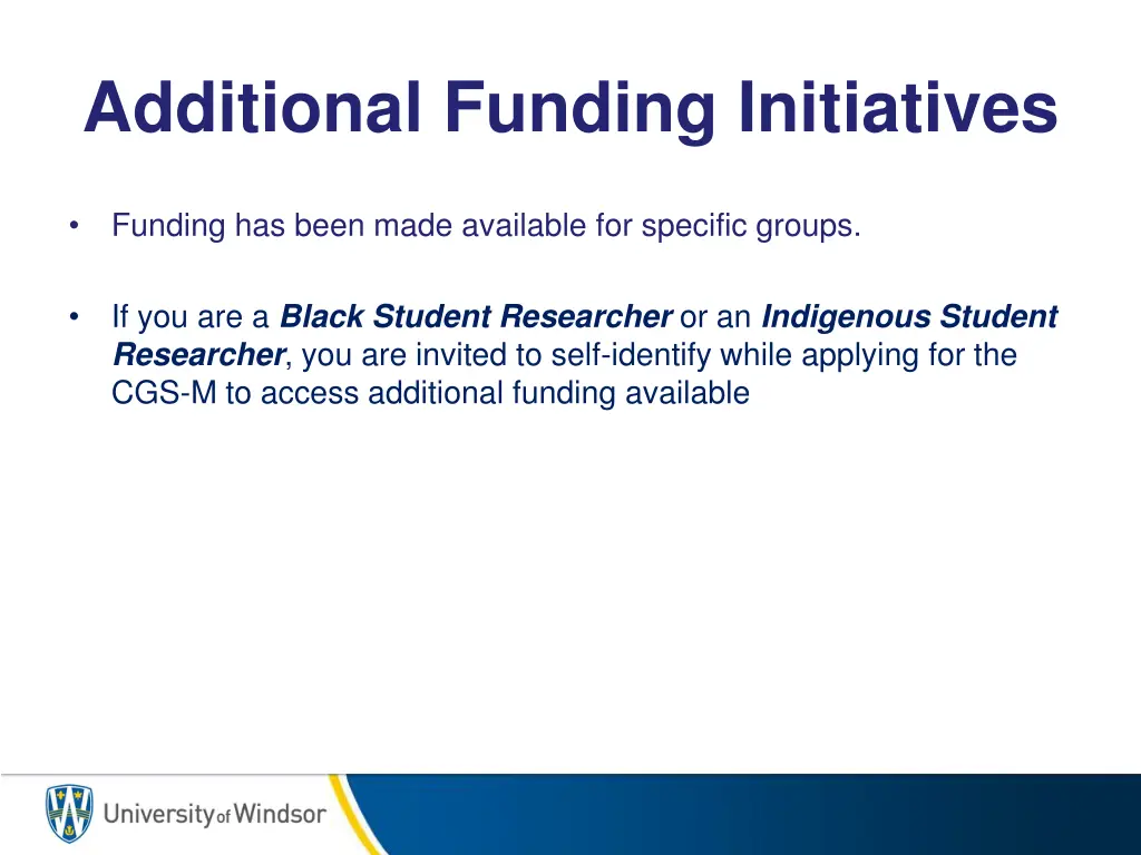 additional funding initiatives