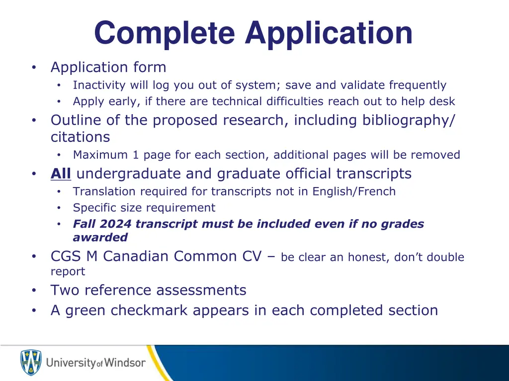 complete application