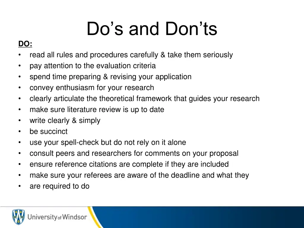 do s and don ts