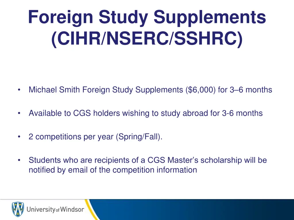 foreign study supplements cihr nserc sshrc