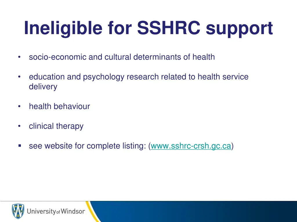 ineligible for sshrc support
