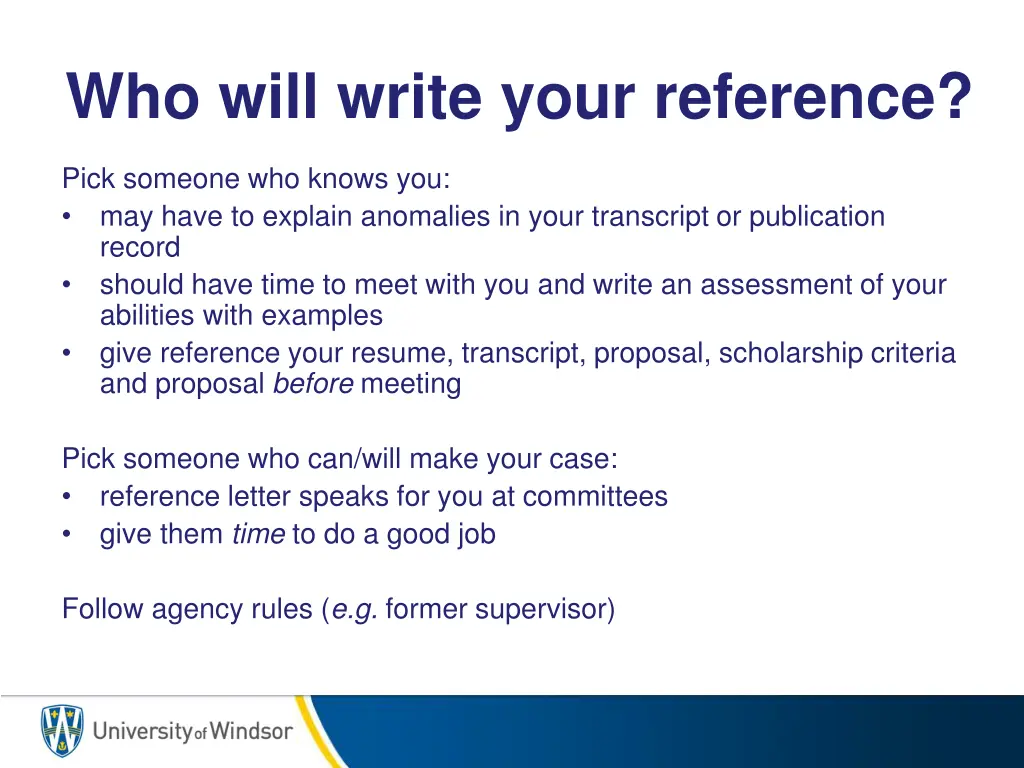 who will write your reference