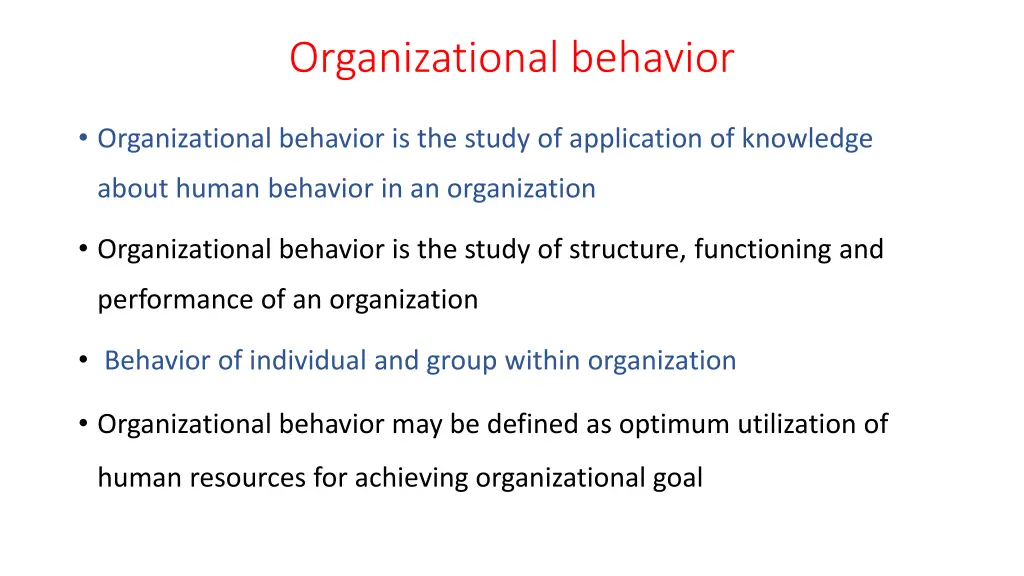 organizational behavior