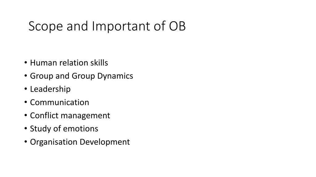 scope and important of ob
