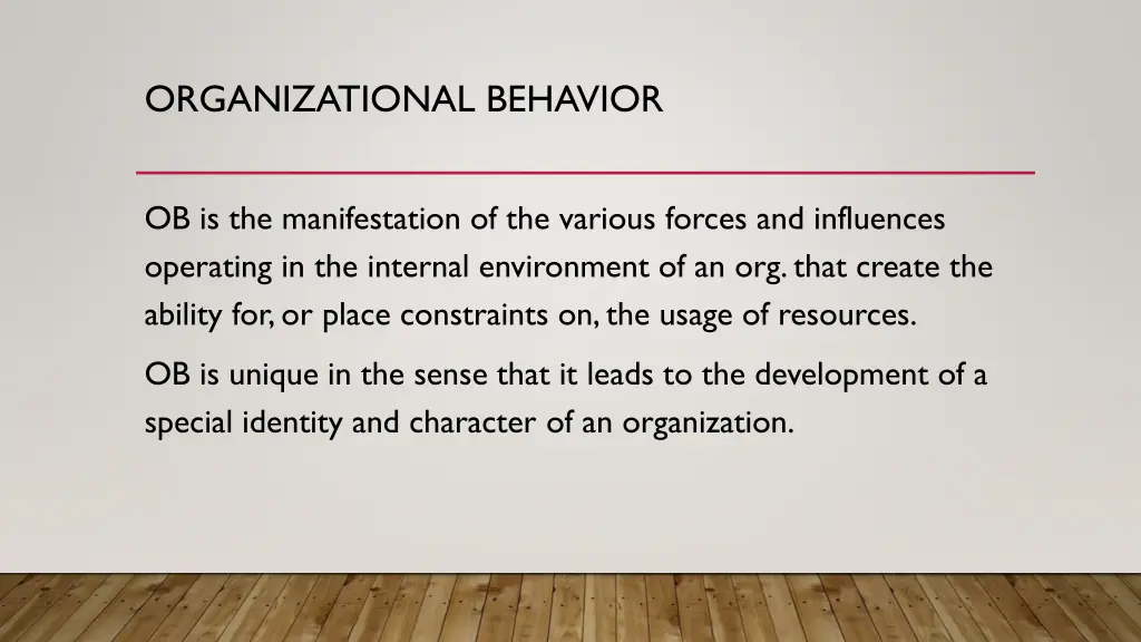 organizational behavior