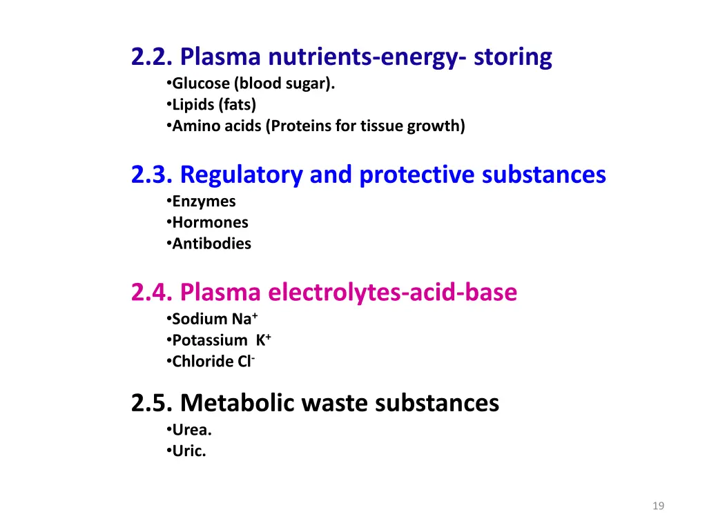 2 2 plasma nutrients energy storing glucose blood