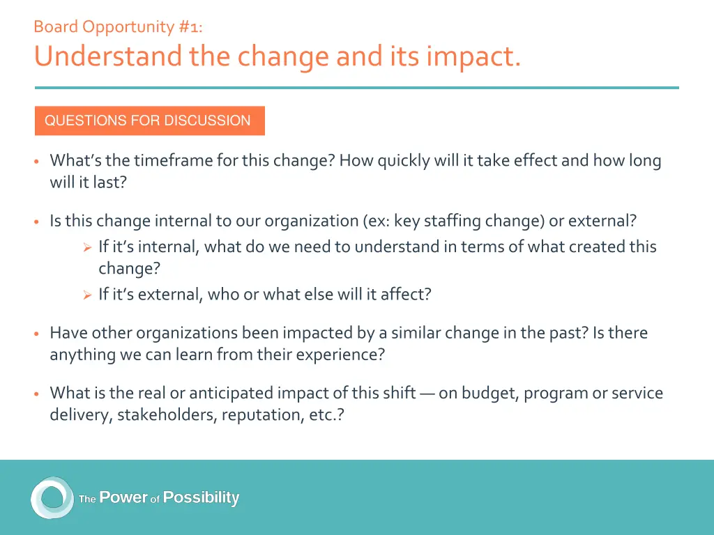 board opportunity 1 understand the change