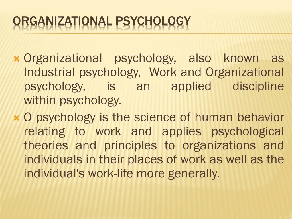 organizational psychology