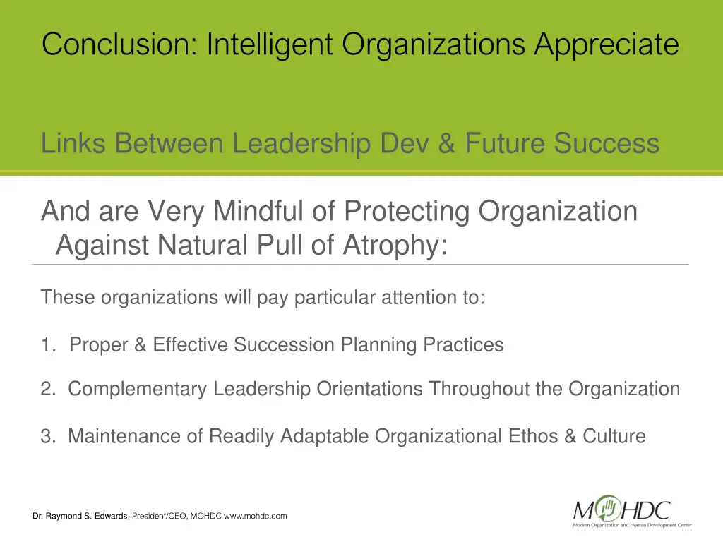 conclusion intelligent organizations appreciate