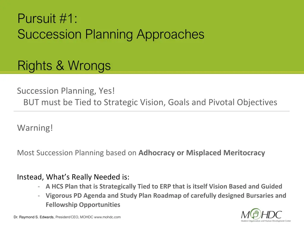 pursuit 1 succession planning approaches