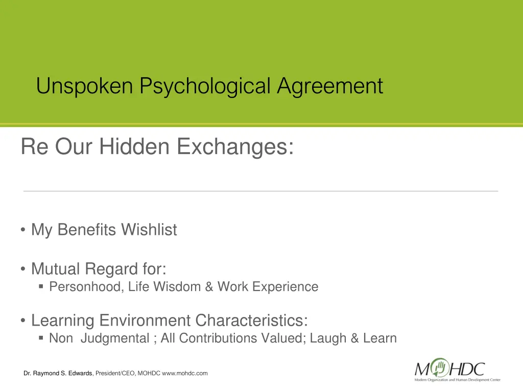 unspoken psychological agreement