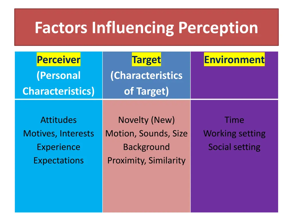 factors influencing perception
