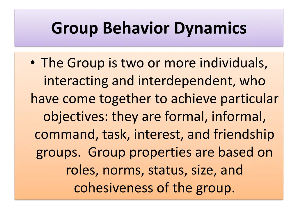 group behavior dynamics