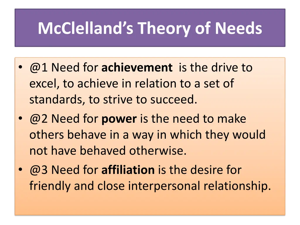 mcclelland s theory of needs