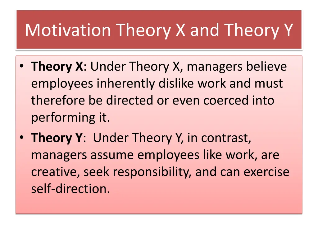 motivation theory x and theory y